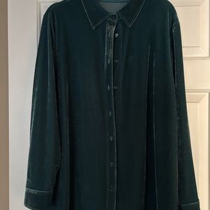 Soft Surroundings Velvet Boyfriend Tunic Shirt in  Teal